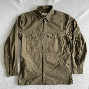 Fjallraven Greenland Shirt Mens Large Green Long Sleeve G-1000 Outdoor Button Up